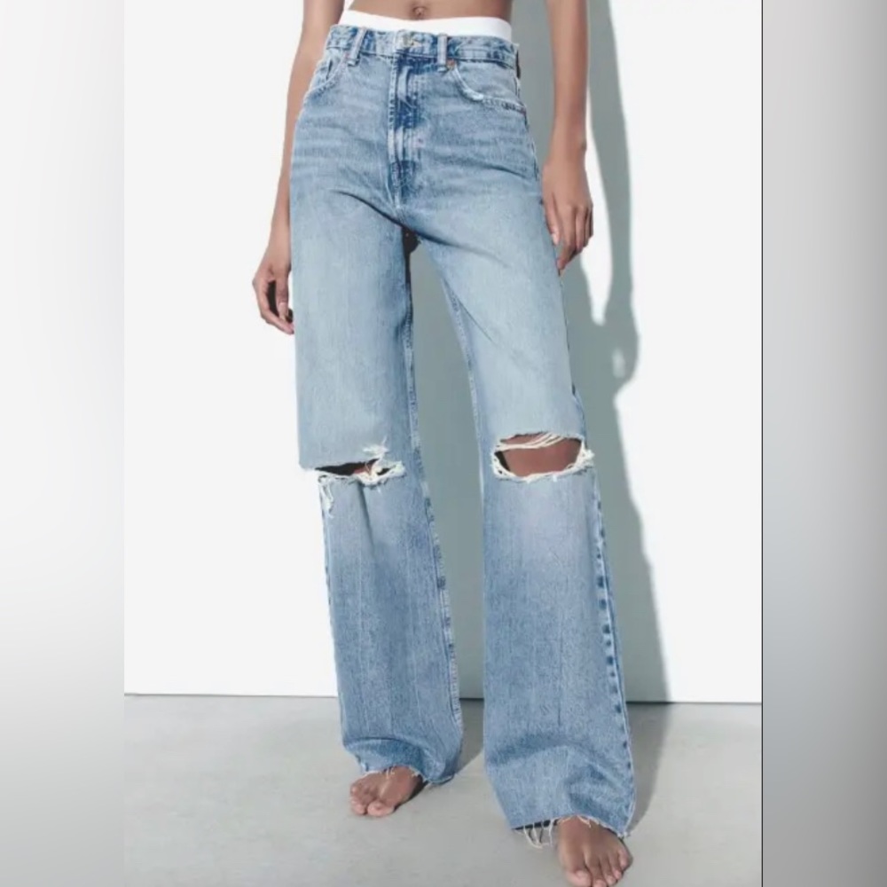ZARA wide legged ripped jeans - Picture 1 of 1